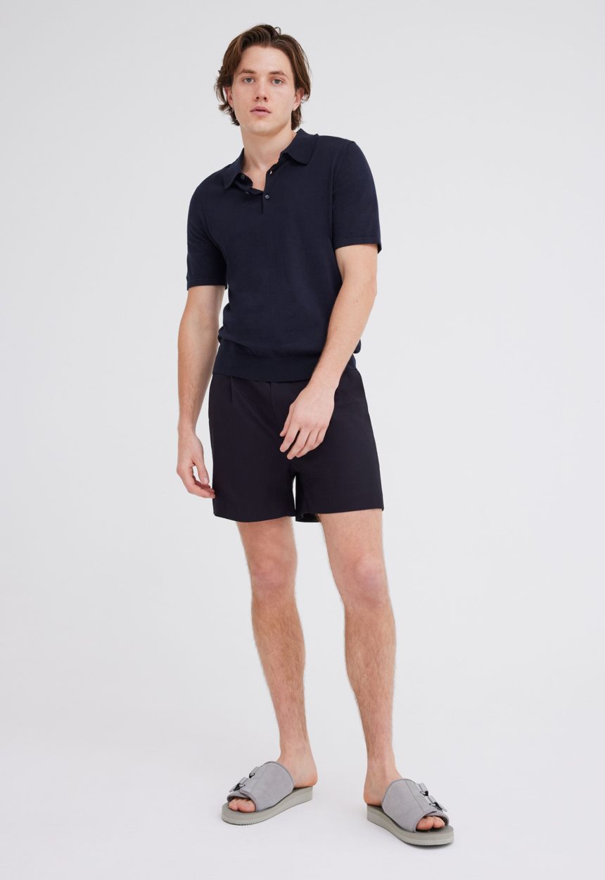 Jac + Jack Pointier Knitted Cotton Polo - Darkest Navy